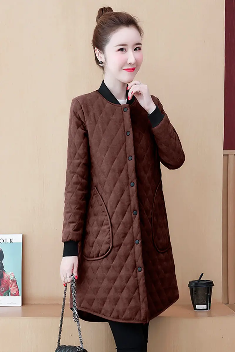 

Plus Size Women's Clothes Casual Quilted Jacket 2020 Autumn Winter New Warm Mid-Length Loose All-Match Cotton Coat Spring y900