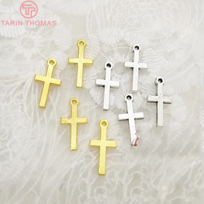 Позолоченные подвески кресты из цинкового сплава 19 х9 мм 50 шт.|charm pendant diy|cross charm