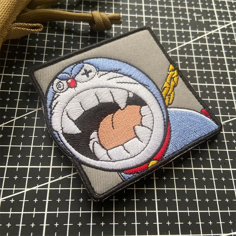 

Cute Cartoon Image Velcro Patch Embroidery Armband Big Mouth Cat Future Warrior Patches Outdoor Clothing DIY Appliqued Badge