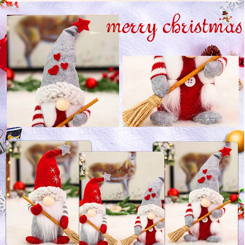 

Кукла Санта Клауса с веником, карликовая кукла, креативная Рождественская безликая кукла, плюшевая кукла эльфа, игрушка, украшение, Рождест...