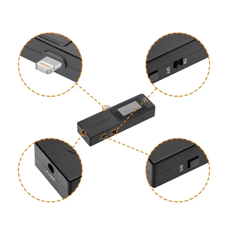 Беспроводной многофункциональный микрофон COMICA VDLive10 MI 2 4G с разъемом Lightning для