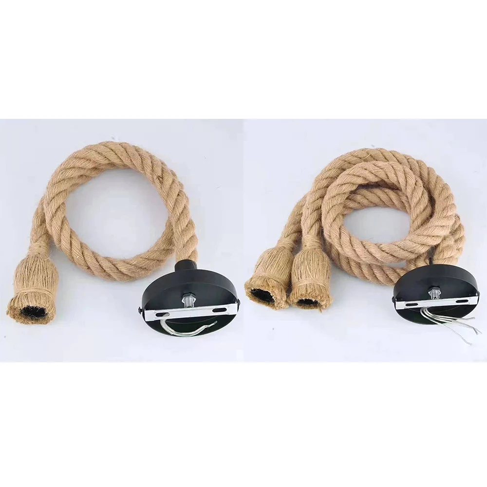 Lámparas de cáñamo que se cuelgan de una cuerda, luminarias vintage y retro para loft sala de estar o cocina, para decorar