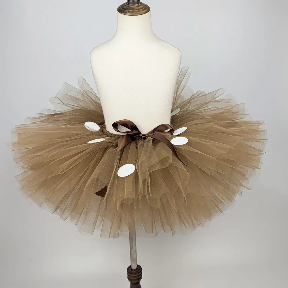 Пышная коричневая юбка-пачка с оленем для девочек детский Рождественский костюм