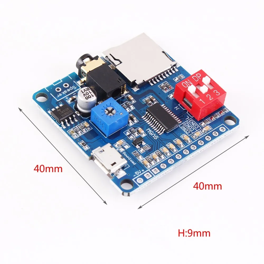 For Arduino MP3 Voice Playback Module Music Player UART I/O Trigger Amplifier Class D 5W/20W 8M SD/TF Card DC 5V/ 6V-35V