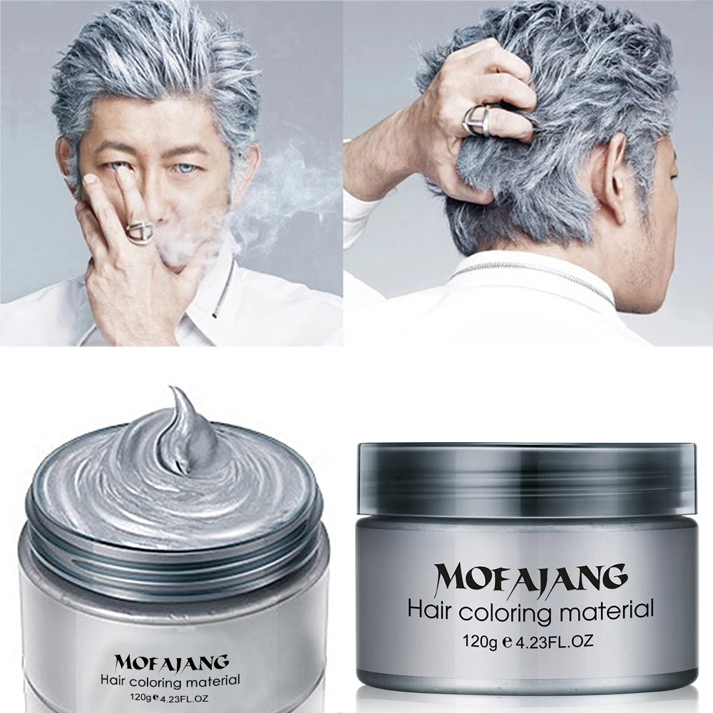 Color Hair Wax Styling Pomade Silver Grandma Grey Temporary Dye Disposable Fashion Festival Celebrate Molding Coloring Mud Cream