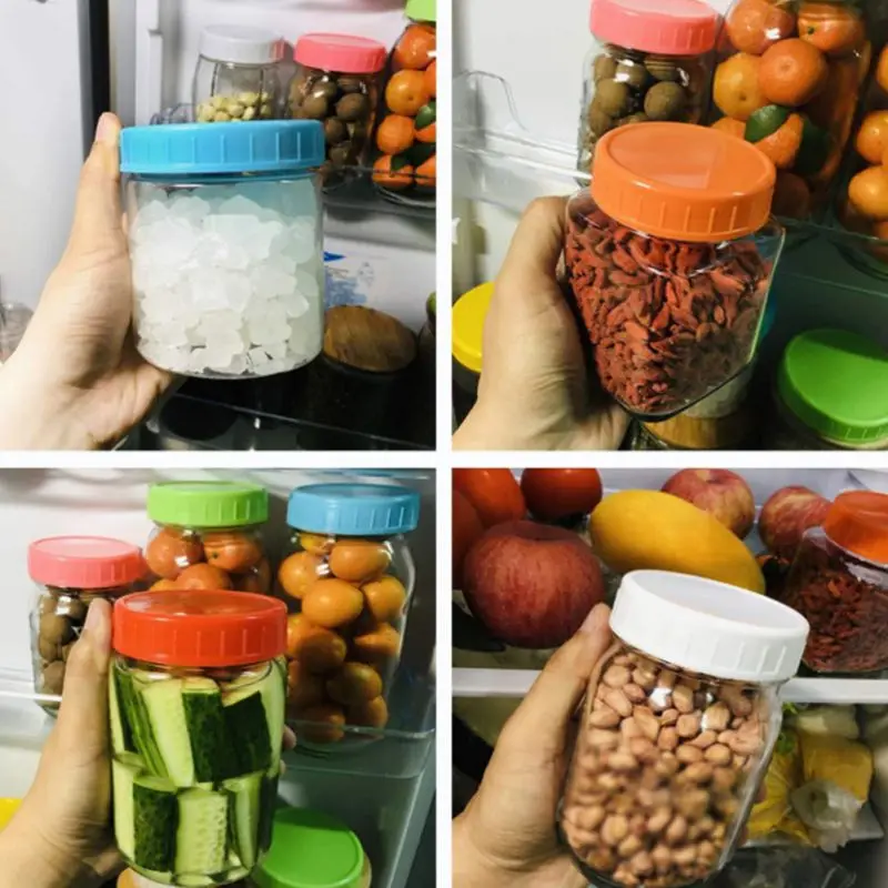

16PCS Plastic Sealing Lid Glass Jar Storage Canning Lids Round Household Kitchen Food Container Covers