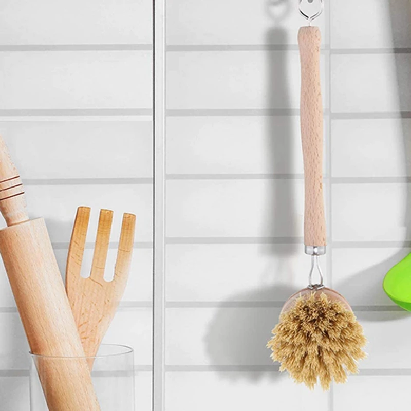 

2 Pieces Dish Brushes Kitchen Cleaning Brushes with 6 Pieces Replacement Brush Heads for Kitchen Cleaning Supplies