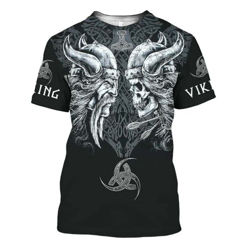 

2021 Summer Street Fashion Black Skull Eagle 3D T-Shirt Men's Large Size Casual Short Loose Pullover T-Shirt
