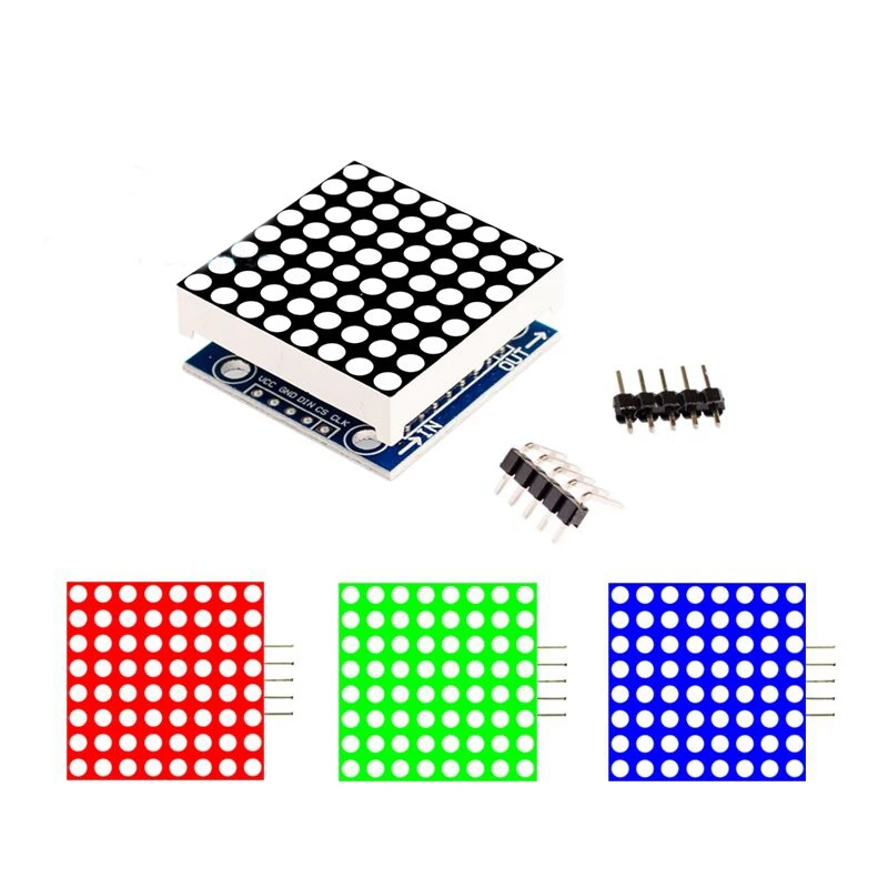 MAX7219 dot matrix module 8*8 common cathode 5V, red, blue and green 4 in one LED display with DuPont line