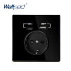 Настенное быстрое зарядное устройство с USB-портом типа C, черная акриловая панель, европейская и немецкая розетки, электрическая розетка для умного дома, 5 В, 2100 мА