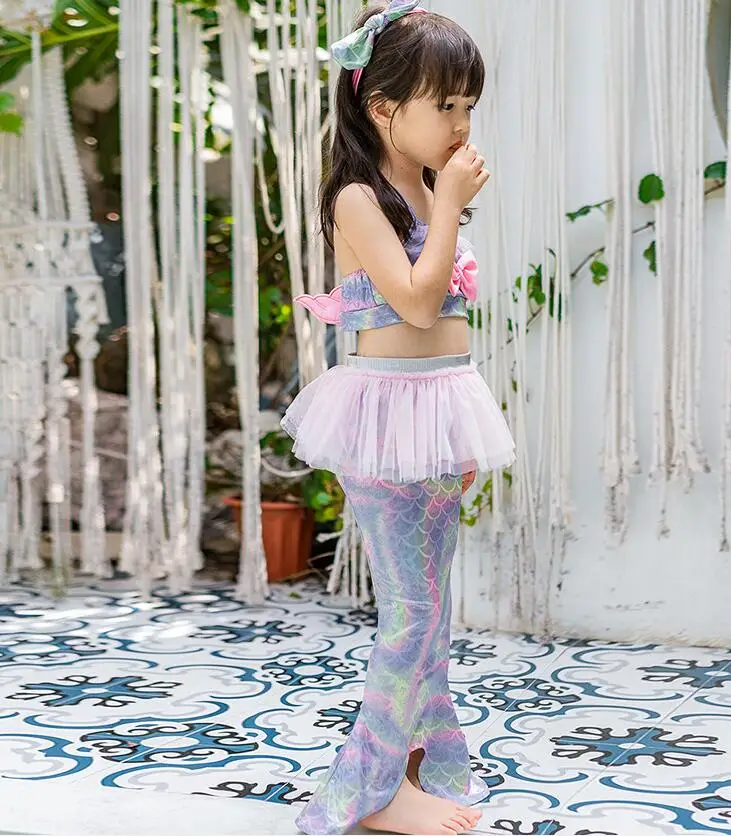 Купальный костюм хвост русалки для девочек маскарадный детский купальный с