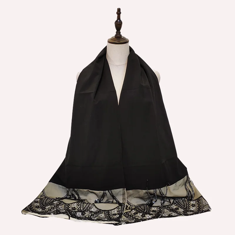 Пайетки Абая Макси хиджаб шарф Мусульманский Тюрбан Хиджаб платок женский s для