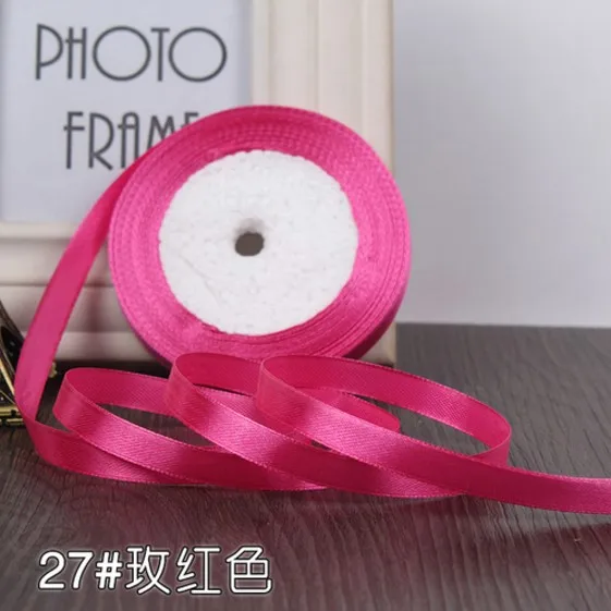 No 27 Fuchsia 6 мм 1 см 1,5 см 2 см 2,5 см 4 5 см атласными лентами DIY искусственный шелк розы Ремесла поставок швейной фурнитуры Скрапбукинг Материал - Цвет: No 27 Fuchsia