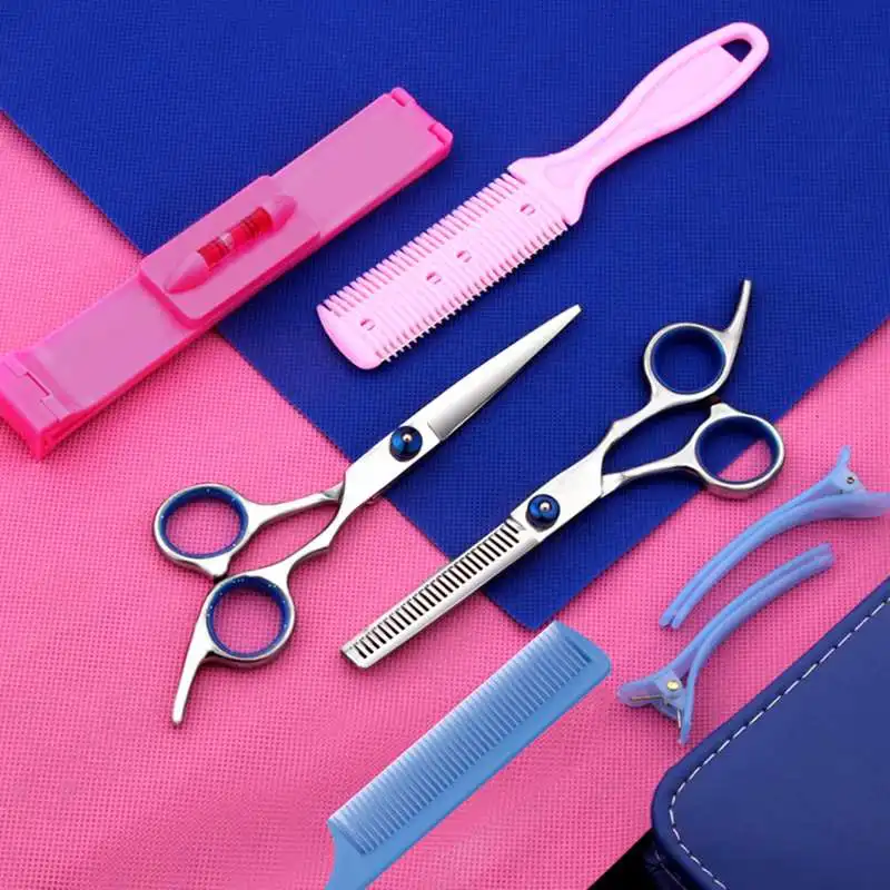 

Professional Hair Cutting Thinning Scissors Barbers Shear Comb Hairclip Hairdressing Set Sharp Blade With Case Styling Tools Set