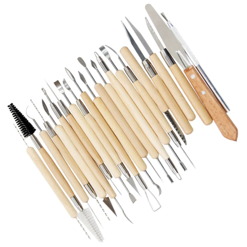 

30 Handicraft Clay Carving Tools Pottery Carving Tools Pottery and Ceramic Wooden Handle Modeling Clay Tools