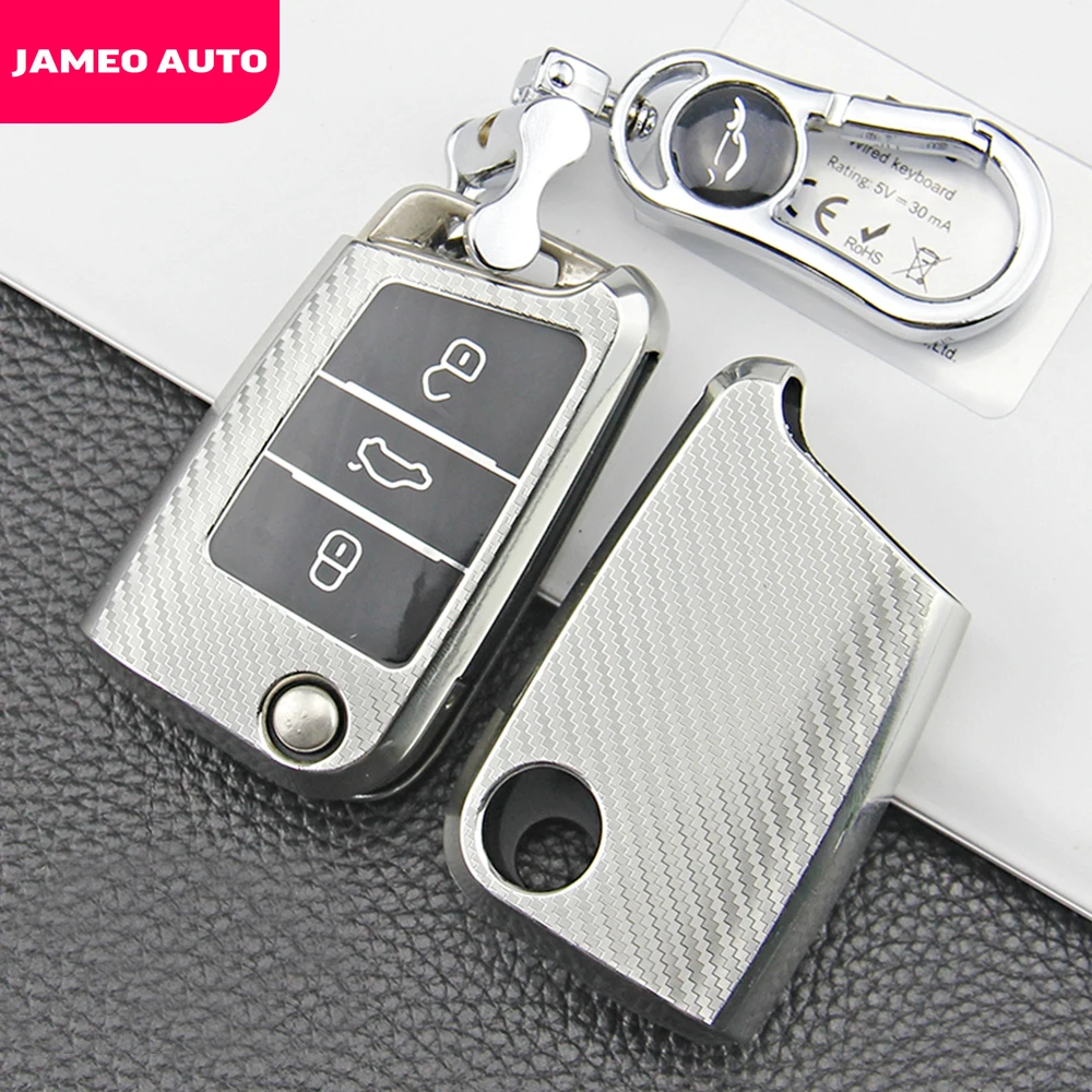 

For Volkswagen VW Tiguan Polo T-Roc Golf 7 Mk7 for Skoda Kodiaq Rapid Octavia Fabia TPU Car Key Case Cover Holder Key Chain Ring