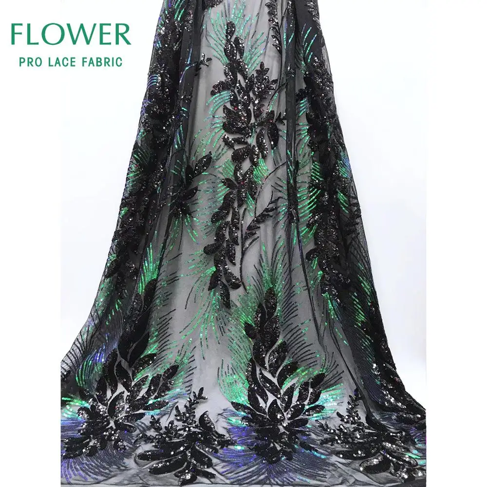 Специальный дизайн ослепительные цветы блестки тюль ткань гипюр сетчатые