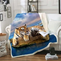 3d animal tiger lion multi purpose sherpa blanket two layer thicken fleece blanket fluffy throw blanket bedspreads for bed