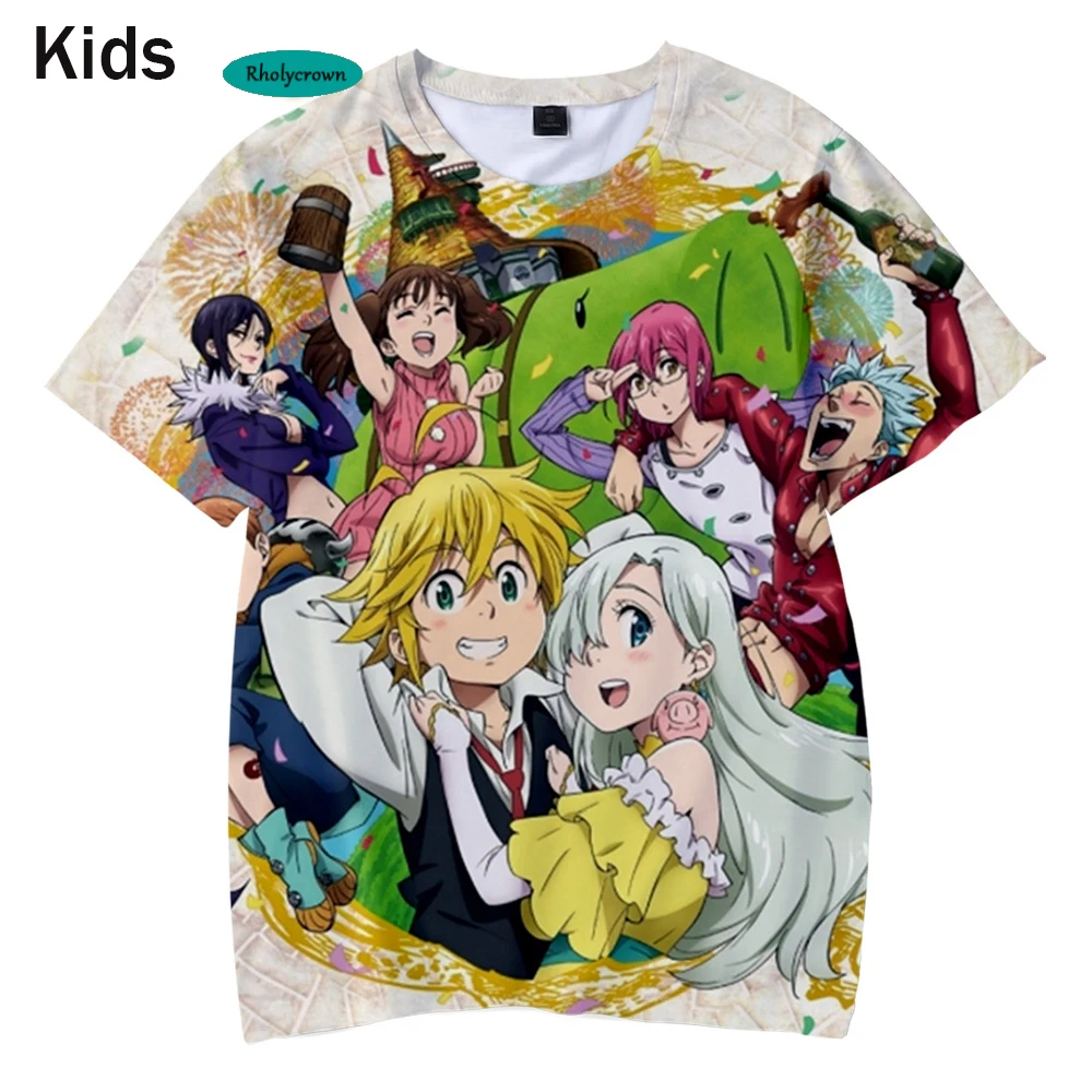 

Популярная детская футболка с 3D-принтом комиксов семи смертных грехов, летняя детская футболка с коротким рукавом в стиле хип-хоп, повседневные футболки для мальчиков и девочек, топы