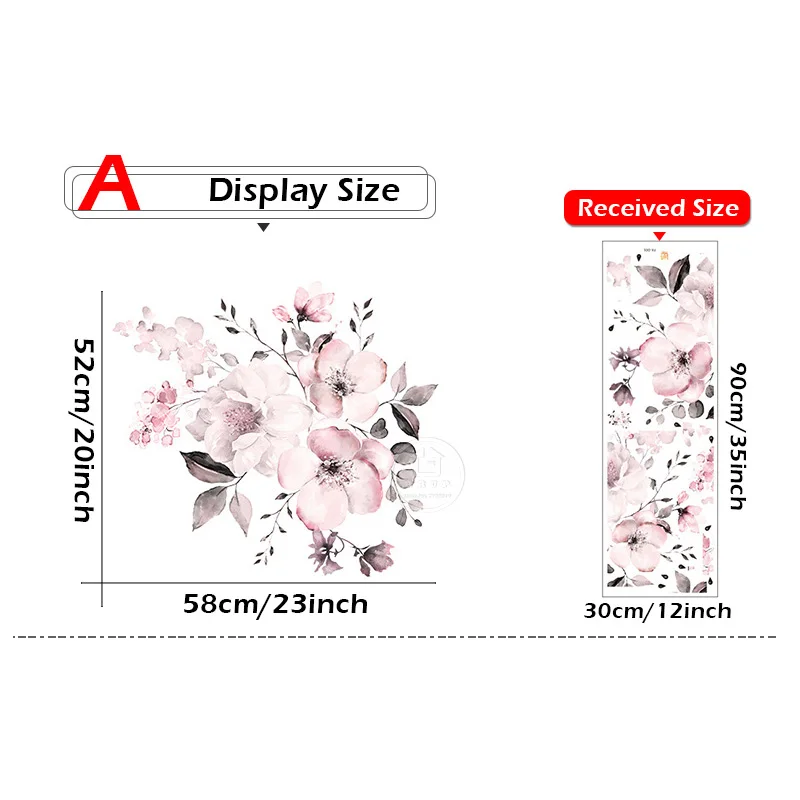 Акварельные розовые цветы наклейки на стену для детской комнаты Baby в детскую