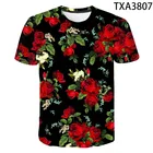Футболка с цветочным принтом для мальчиков и девочек, Модный повседневный крутой топ с коротким рукавом, с 3D принтом, для мужчин и женщин, на лето