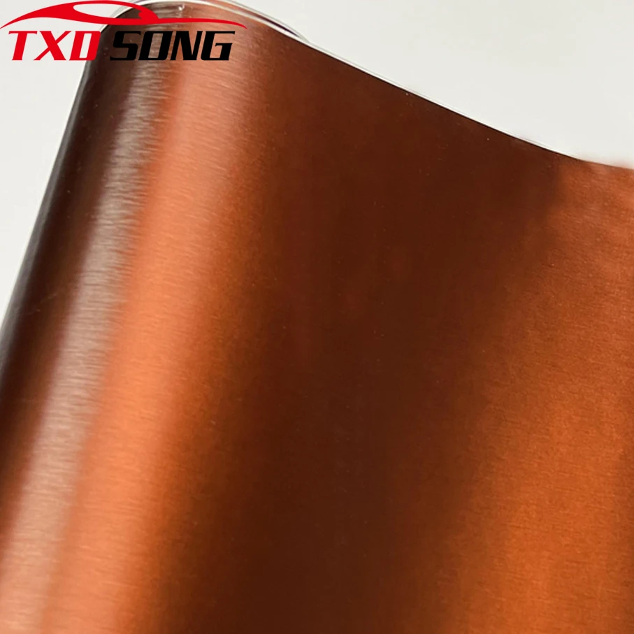 

50cm*152/200/300cm Metallic Brown Brushed Metal Vinyl Wrap Roll with Air Release Technology Self Adhesive Car Sticker Wrapping