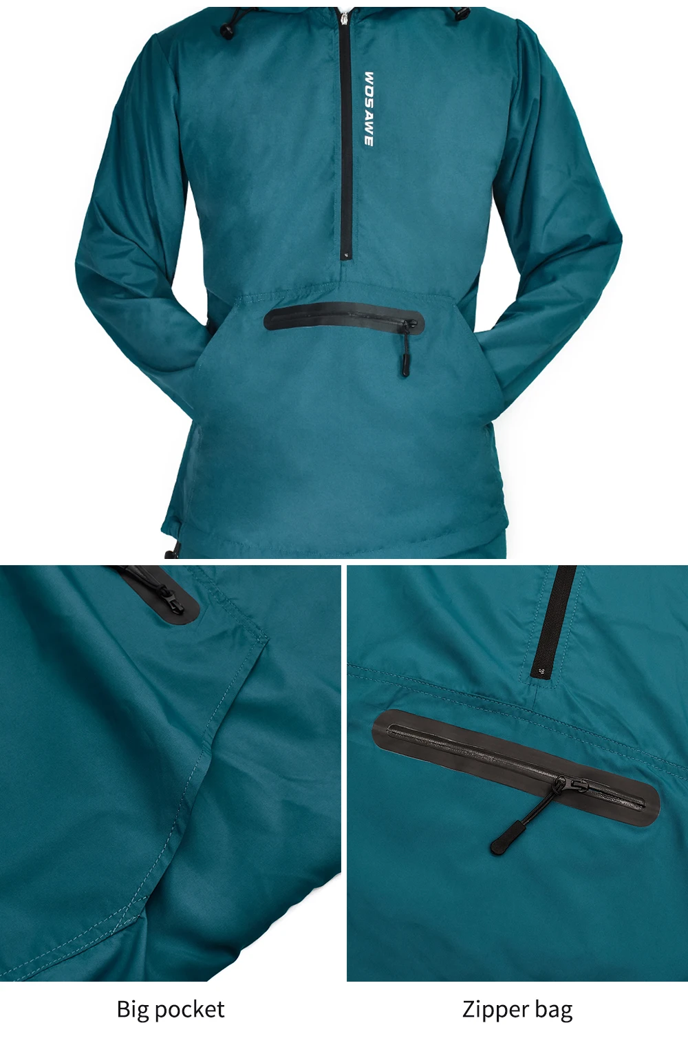 Ветровка WOSAWE мужская с капюшоном тонкая мотоциклетная куртка светоотражающая