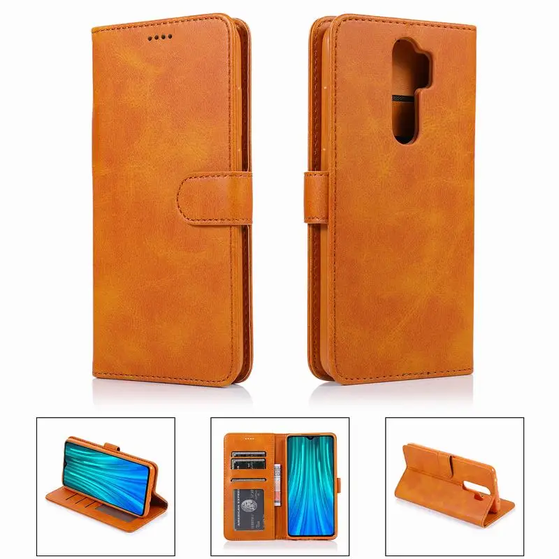Чехол-кошелек для Xiaomi Redmi Note 8 Pro, кожаный чехол-книжка, чехол для телефона Redmi Note 8 T, роскошный защитный чехол коричневого цвета