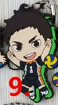 9 Горячий Аниме Haikyuu резиновый брелок для ключей ремешки редкий косплей подарок - Цвет: 9
