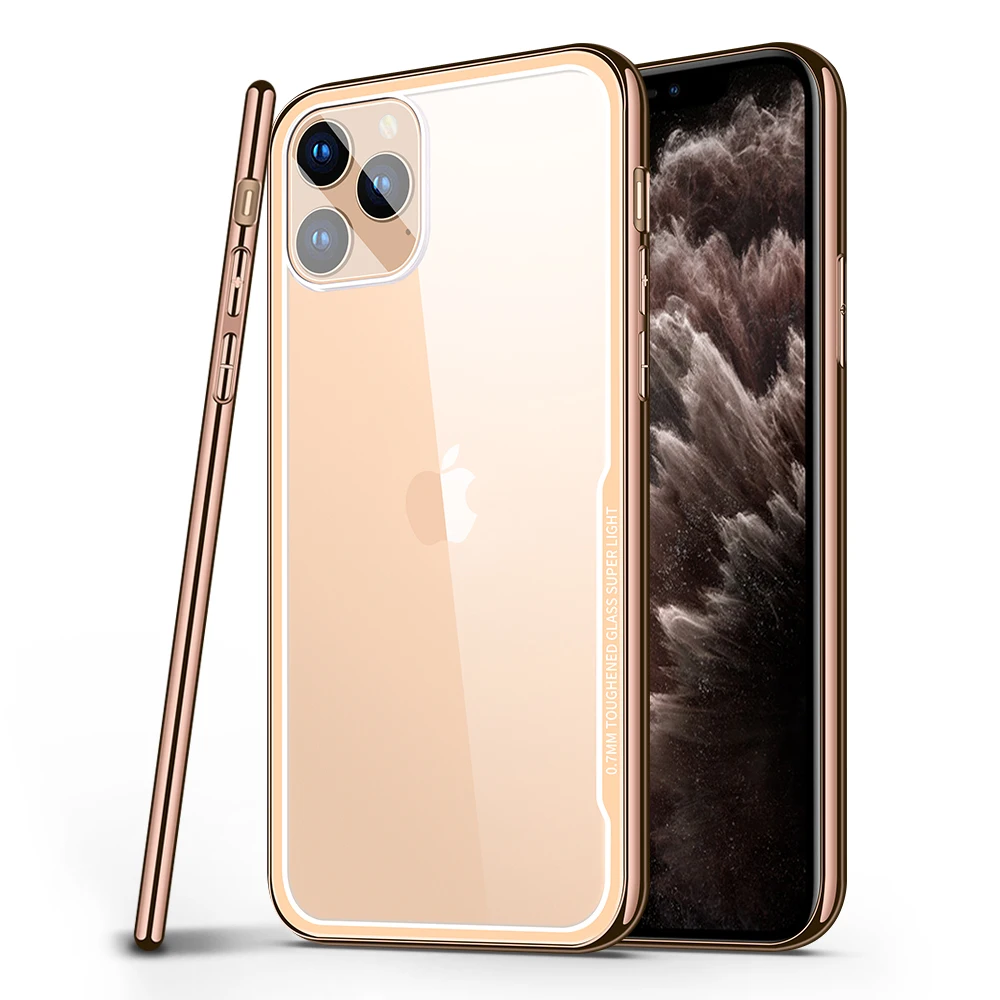 Чехол из закаленного стекла для iPhone X, XR, XS, Max, чехол, Роскошная золотая рамка, защита от царапин, противоударный чехол для iPhone 8, 7, 6, 6s Plus, 11 Pro