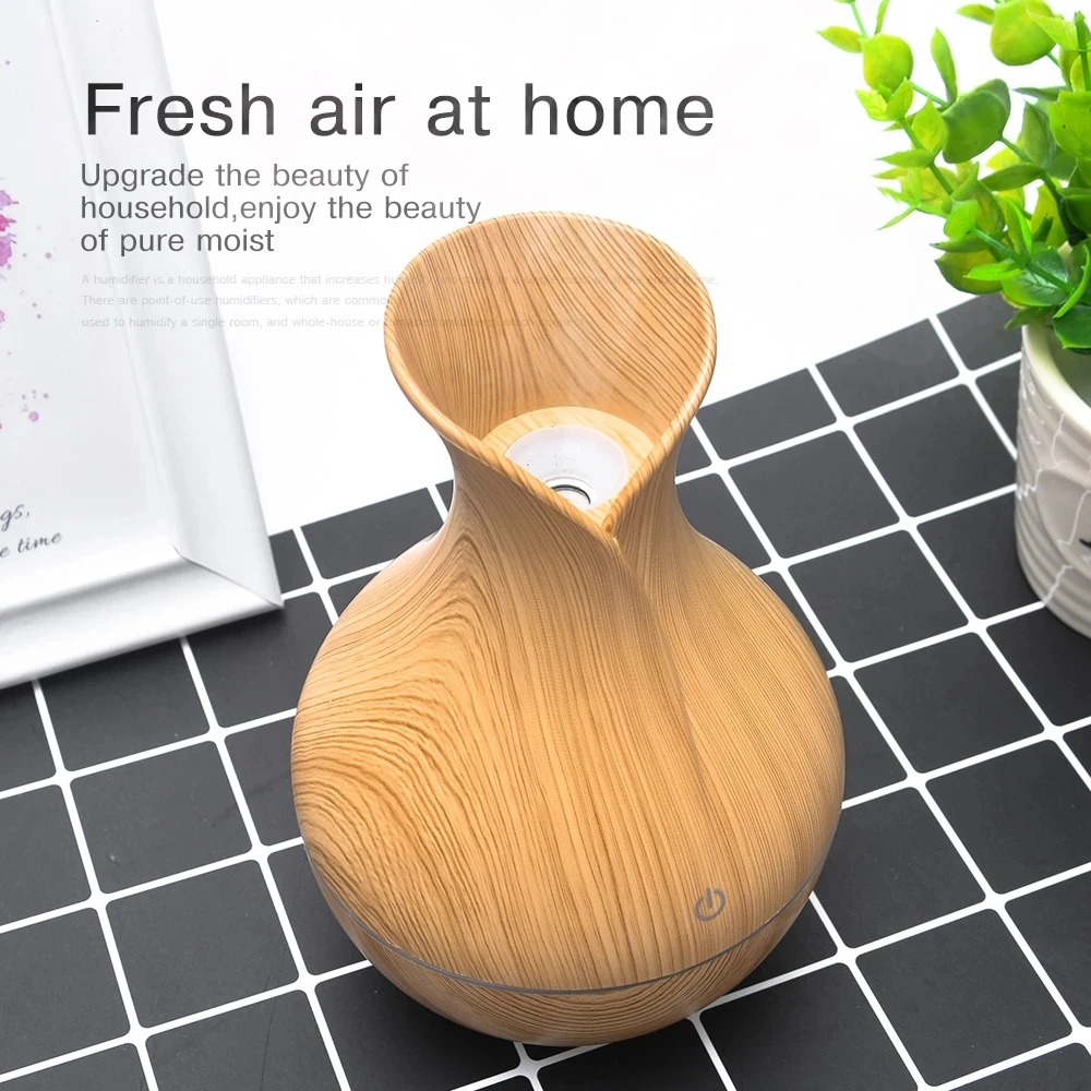 

Mini Air Humidifier USB Electric Aroma Diffuser Essential Oil Wood Grain Ultrasonic Cool Mist LED Light For Home Office Car