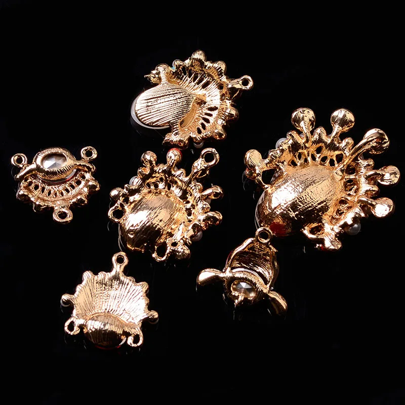 10 Pieces Vintage Red Crystal Diamond Pearl Charms For Jewelry Making Accessories Wolesale Diy Earrings Supplies | Украшения и