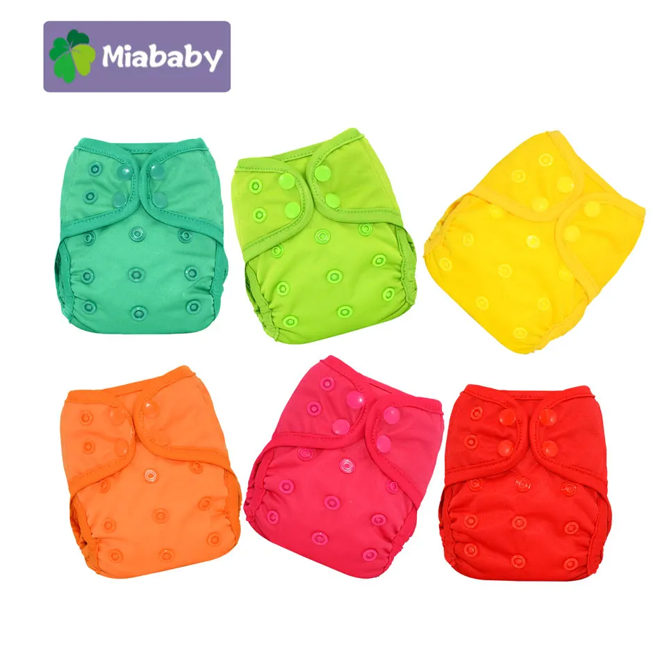 

Miababy(6pcs/lot) Newborn Baby Washable Cloth Diaper Cover Reusable Baby Nappy Cover Wrap Suits Birth to Potty Diaper Wholesale