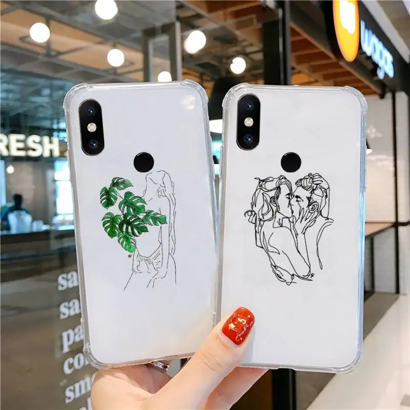 

Black line art Abstract Phone Case Transparent For Xiaomi CC 9 11 MAX3 Mix3 MIX2 6X 8 5x 10S 11 10 X SE lite Pro