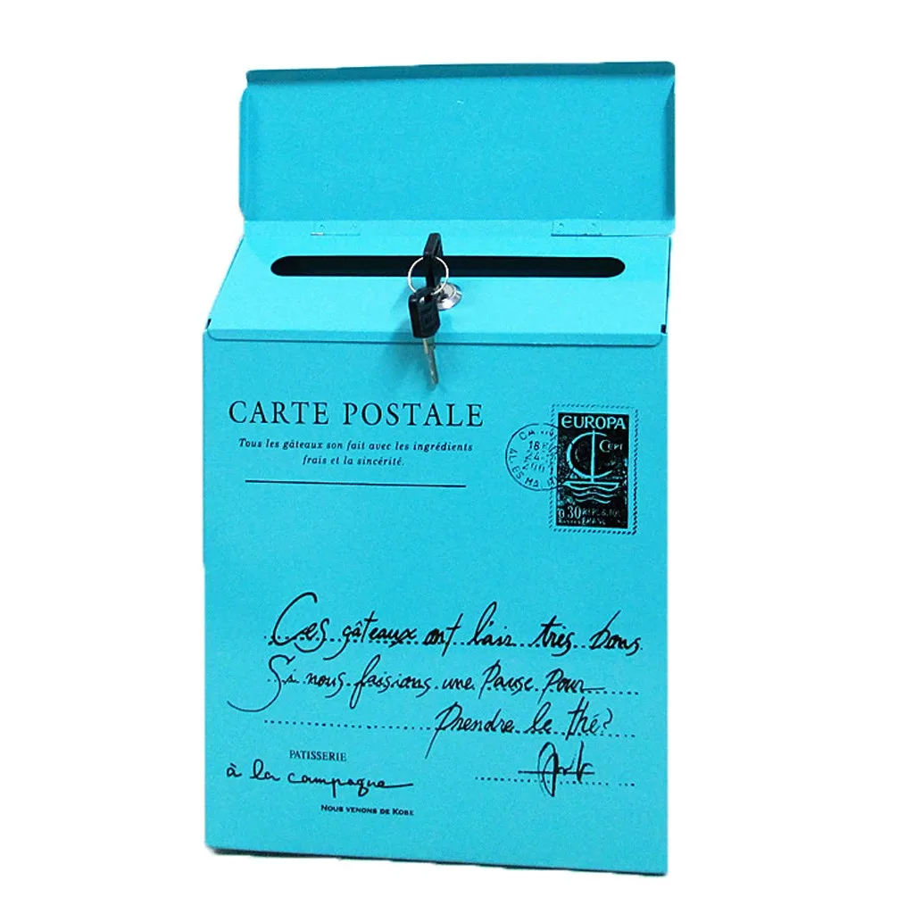 Новый Большой Настенный Ретро почтовый ящик с ключом винтажные жестяные коробки