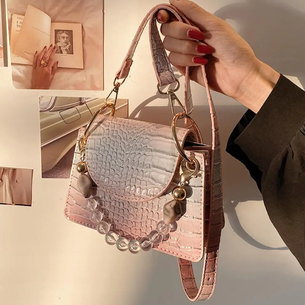 

Abay Crocodile pattern Small Tote bag 2021 Summer Quality PU Leather Women's Designer Handbag Gradient Shoulder Messenger Bag