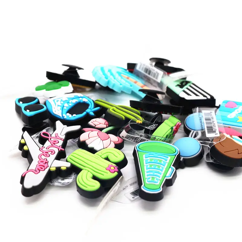 Original Travel Style Shoe Accessories Charms Cactus Airplane Passport PVC Slippers Decoration for JIBZ Kids X-mas Party Gifts images - 6