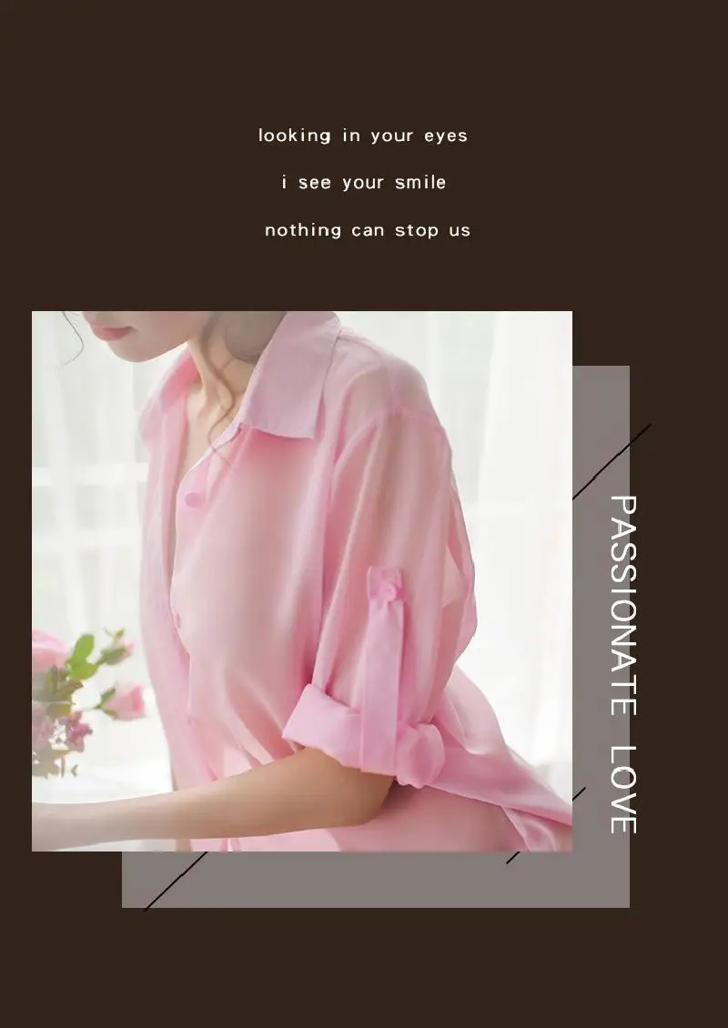 

Summer Sexy New Pajamas Suit Perspective Shirt Chiffon Perspective Fun Underwear Women's Uniform Temptation Clothing