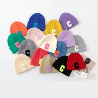 new letter c winter hat for men and women solid color knitted hat mixed colors unisex beanie hat fashion warm bonnet hip hop cap