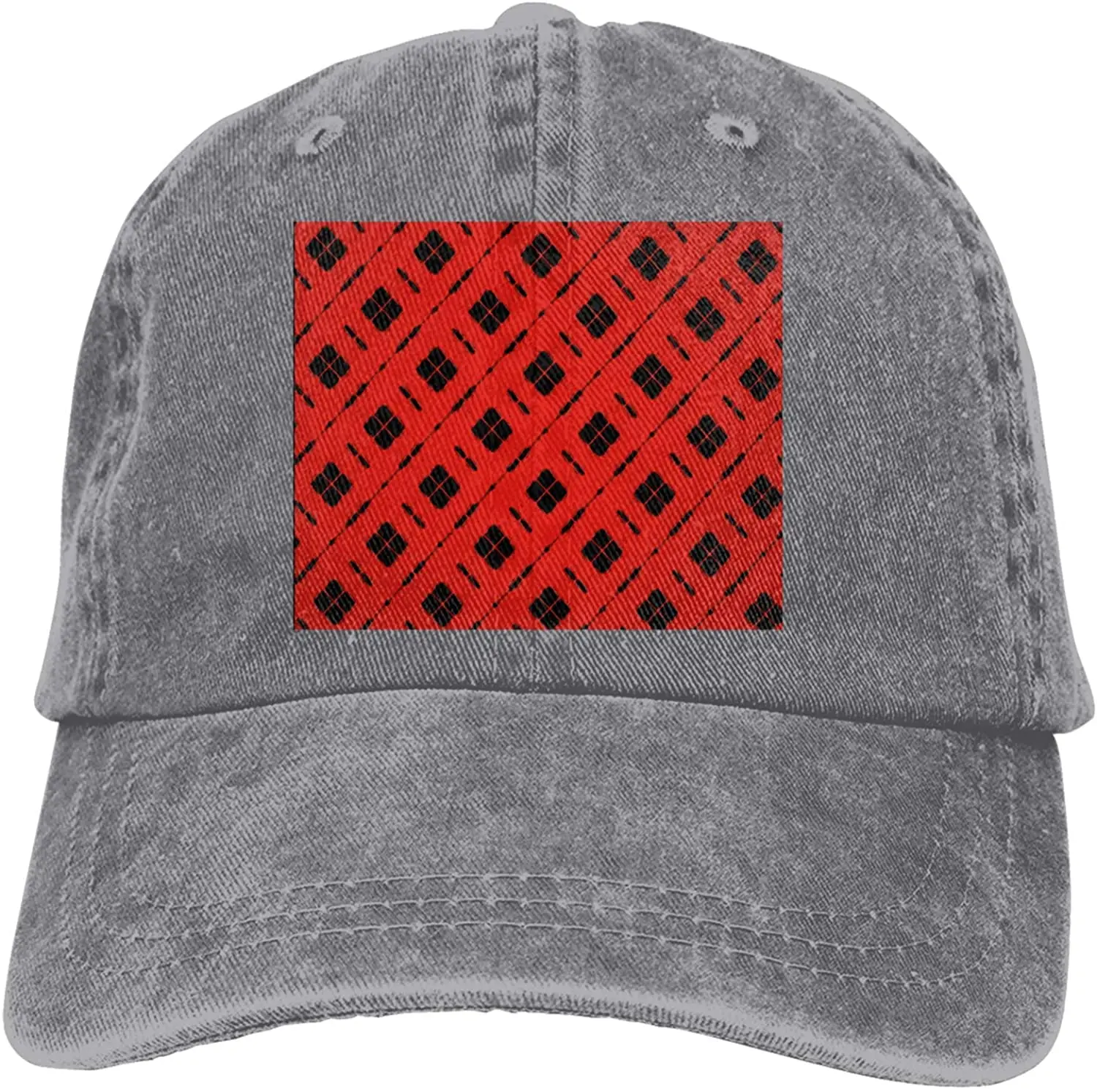 

Red Plaid Sports Denim Cap Adjustable Unisex Plain Baseball Cowboy Snapback Hat