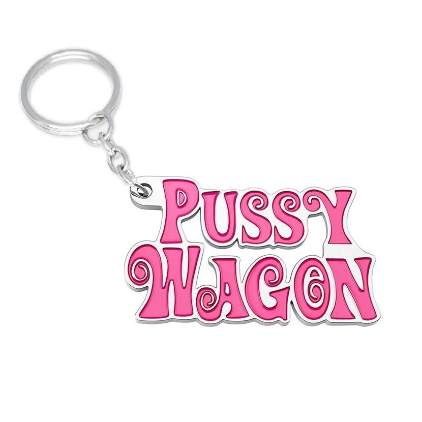 

Alloy Fashion Movie Kill Bill Series "PUSSY WAGON" Keyring Letter Pendants Accessories For Women Men Gift Keychains