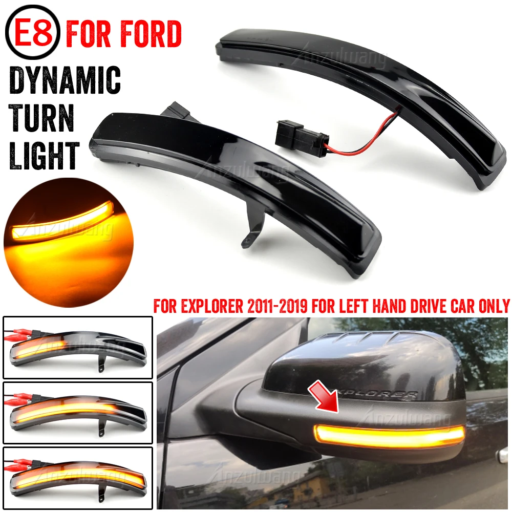 

2 pcs For Ford Explorer U502 2011-2019 LED Side Wing Scroll Dynamic Blinker Turn Signal Light Rearview Mirror Indicator