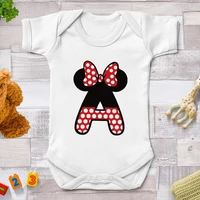 baby romper custom name letter combination print infant jumpsuit disney minnie mouse font a b c d e f g baby onesie 0 24m