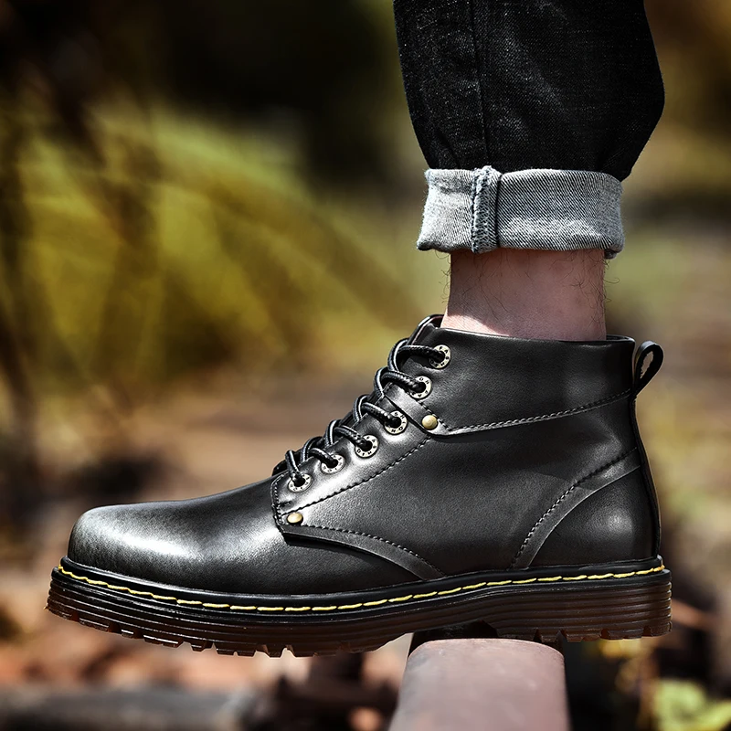 

New Mens Boots Winter Military Tactical Boots Leather Outdoors Round Toe Sneakers Men Casual Outdoor Shoes Warm Snow Ankle Boots