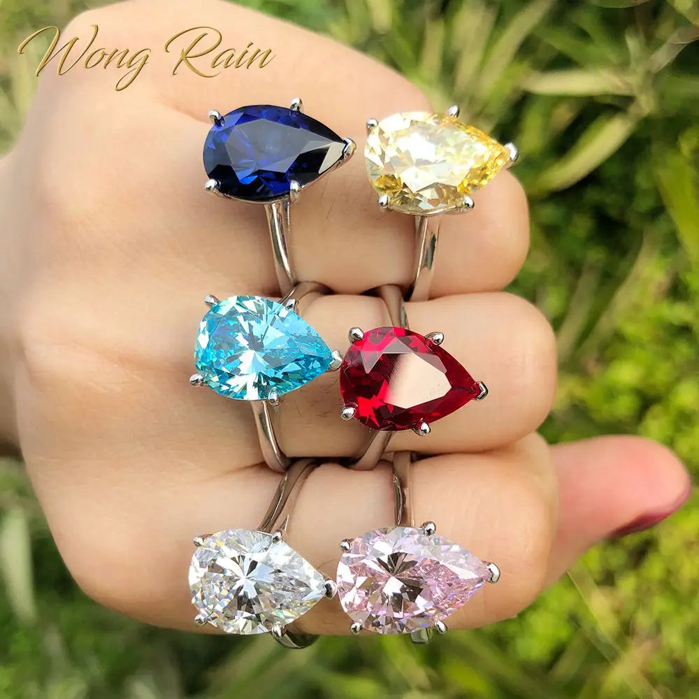 Wong Rain Classic 925 пробы Серебряная груша созданы Муассанит Бриллианты драгоценные