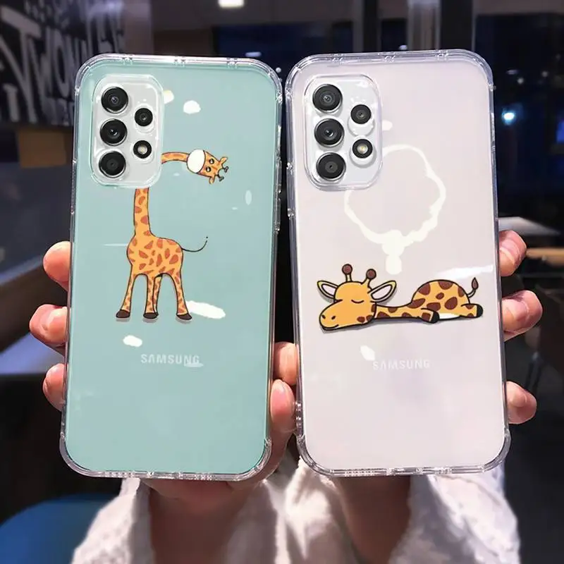

Cute Cartoon Giraffe Phone Case Transparent For Samsung A51 A50 A71 A70 A81 M60S Note S21 S 20 10 9 8 11 E Plus Ultra
