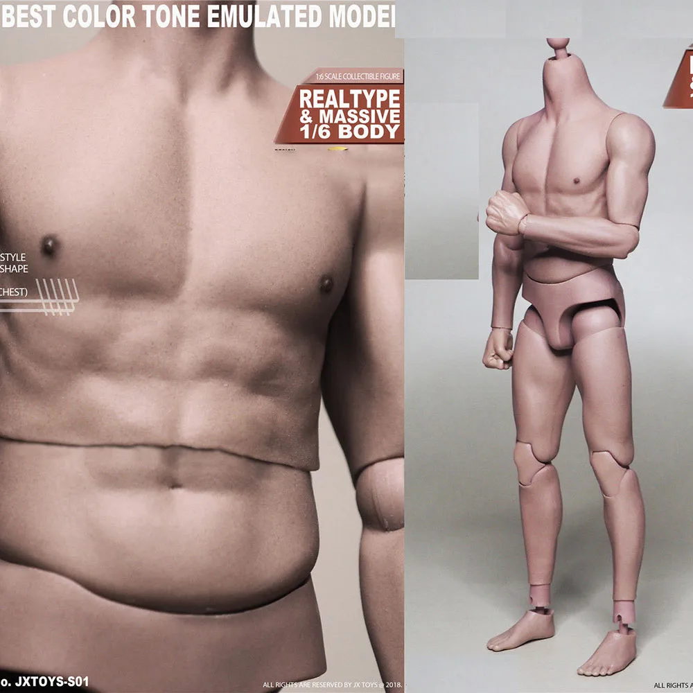 

In Stock 1/6 Scale S01 12 Inch Narrow Male Shoulder Muscular Flexible Body Figure Model