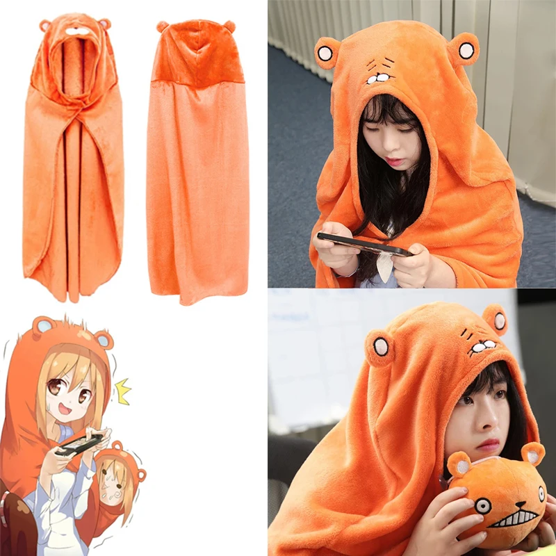 

2021 Anime Himouto Umaru-Chan Sankaku Cloak Hoodies Orange Soft Flannel Cape Office Lunch Break Blanket Cosplay Costume