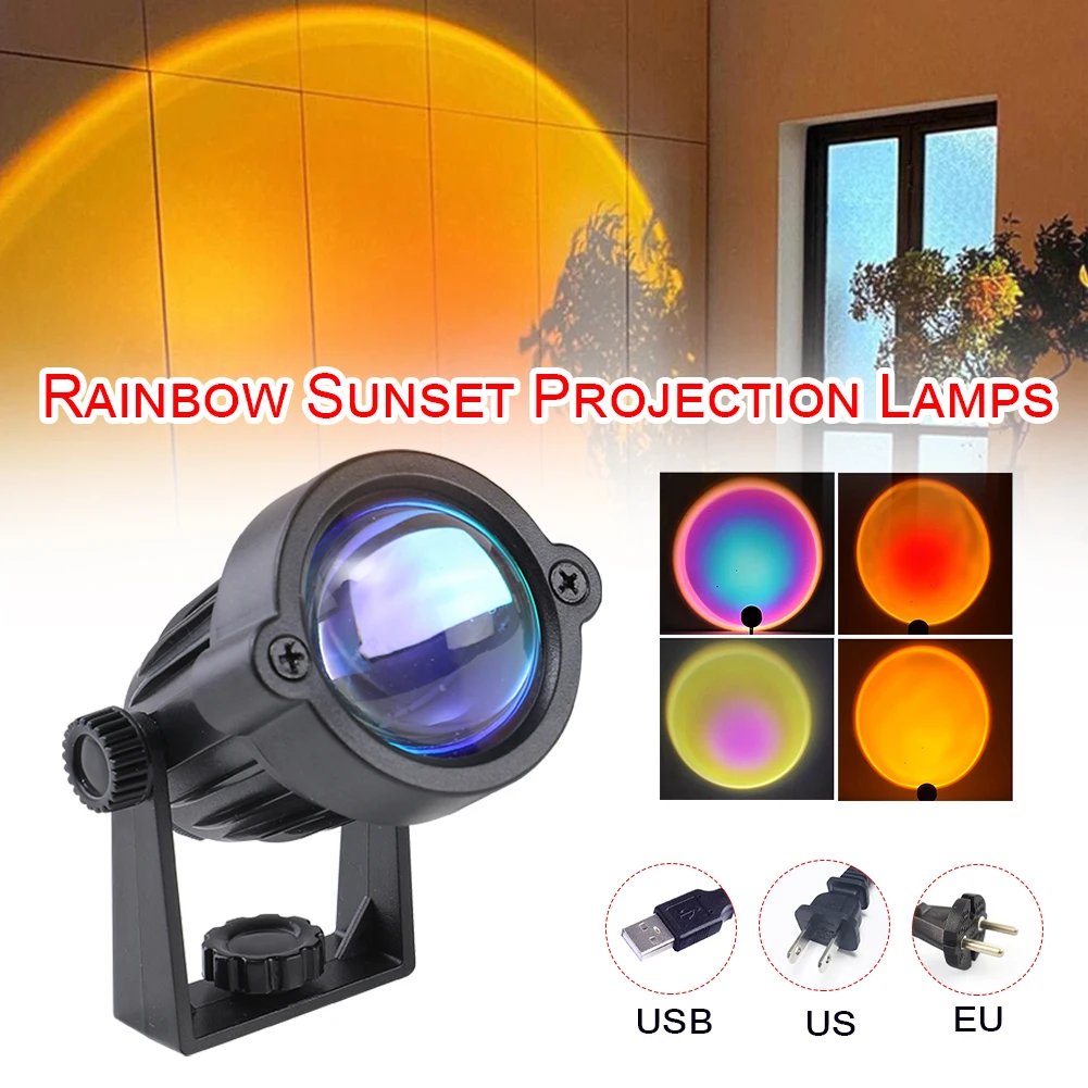 

Rainbow Sunset Projection Lamps 180 Degree Atmosphere Night Light Home Background Wall Decoration Colorful Lamp Dropshipping