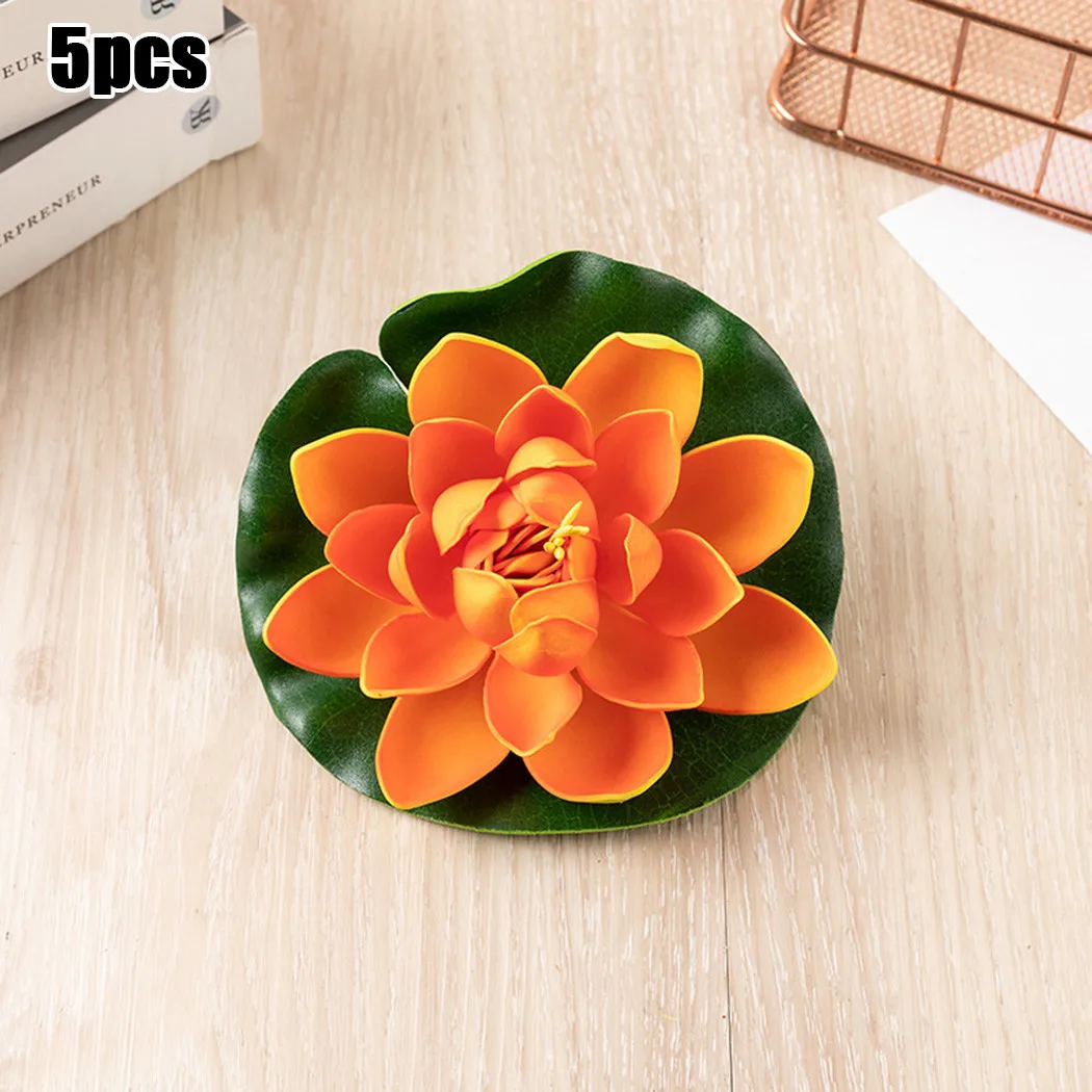 

5Pcs Artificial Floating Water Lily EVA Lotus Flower Pond Decor Artificial Lotus Pond Tank Plant Ornament Home Garden Decor